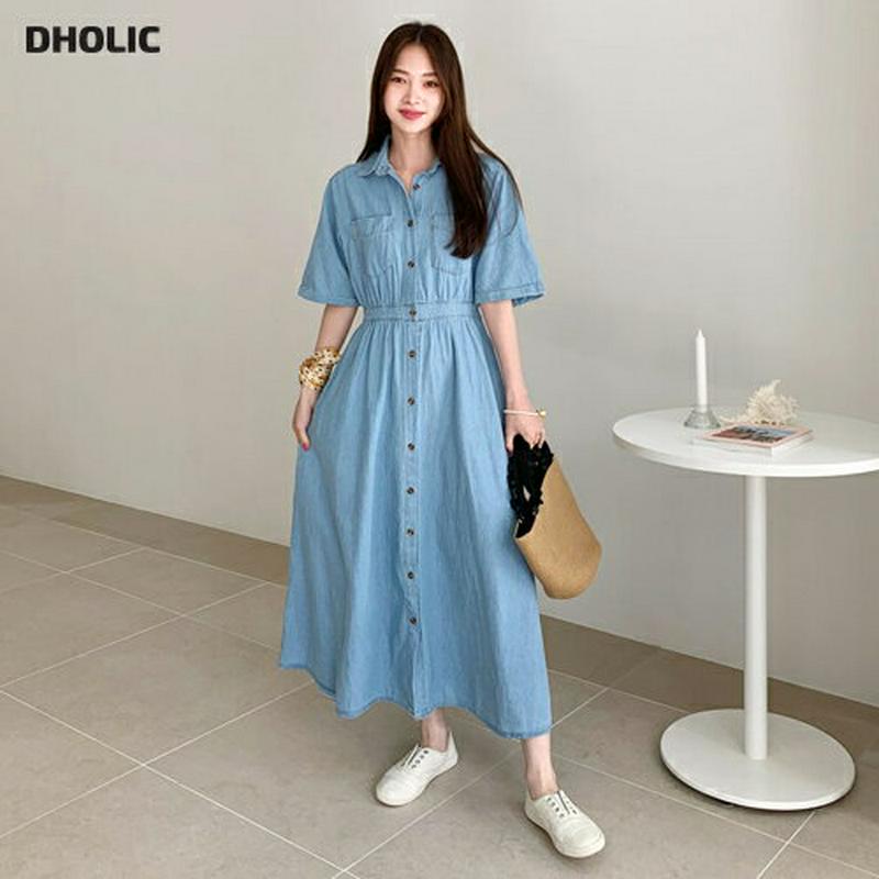 デニムシャツミニワンピース・全2色・b62317 レディース 【ops】【ワンピース ロング ロングワンピース マキシ デニム 