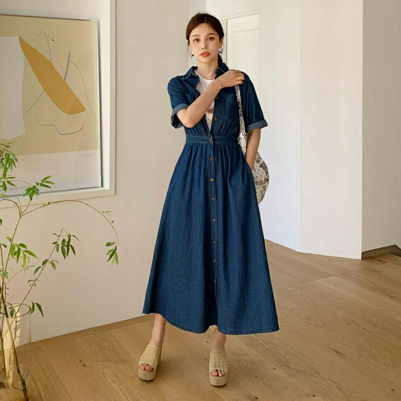 デニムシャツミニワンピース・全2色・b62317 レディース 【ops】【ワンピース ロング ロングワンピース マキシ デニム 