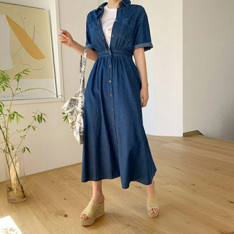 デニムシャツミニワンピース・全2色・b62317 レディース 【ops】【ワンピース ロング ロングワンピース マキシ デニム 