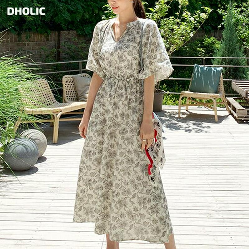 フローラルドロストワンピース・全2色・b62248 レディース【ops】【ワンピース ロング ロングワンピース 半袖 ハーフスリ