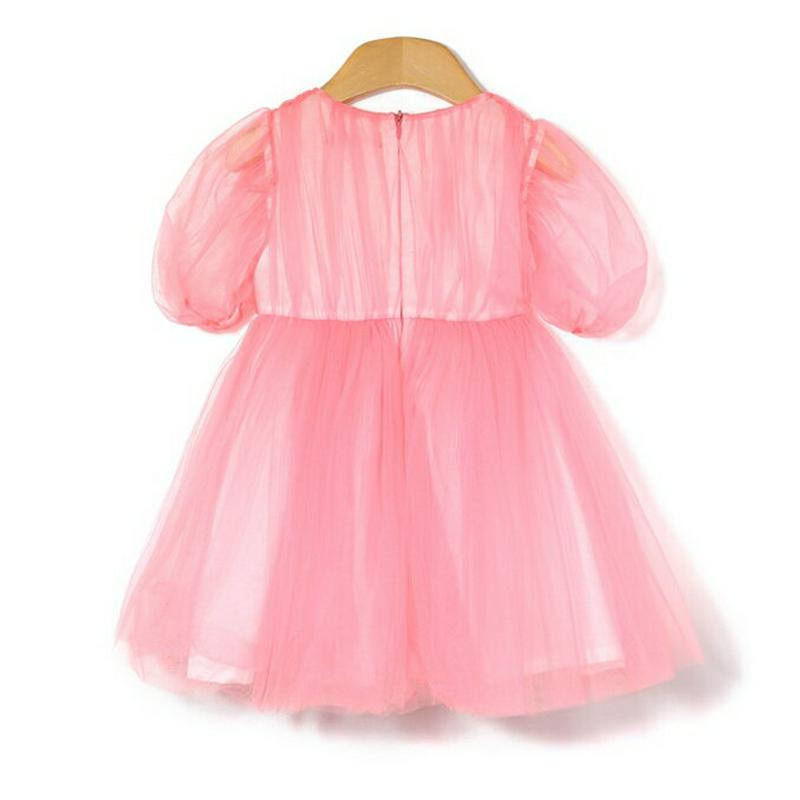 リボンチュールワンピース p002233 キッズ 【3~8才】【ops】【ワンピース ミディワンピース 半袖 ハーフスリーブ ラウンドネック フレア Aライン チュール レース 発表会 お出かけ 子供 学生服 ジュニア服 ジュニア 春 夏】【KIDS】