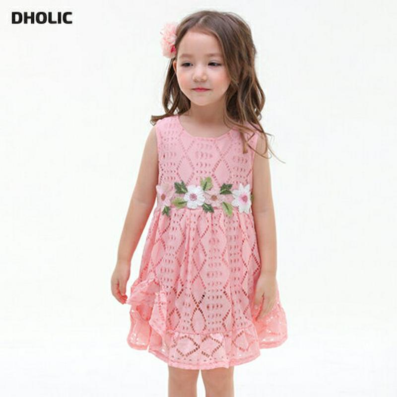 フラワーパンチングワンピース p002226 キッズ 【3~8才】【ops】【韓国 ファッション ワンピース ミディワンピース ノースリーブ スリーブレス ラウンドネック フレア レース コットン 花柄 子供 学生服 ジュニア服 ジュニア 春 夏】【KIDS】