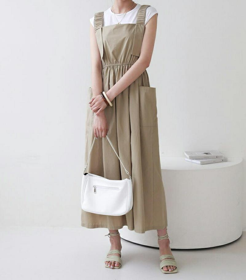 ポケットロングワンピース・全2色・t55645 レディース【ops】【ワンピース ロング ロングワンピース スリーブレス ノース