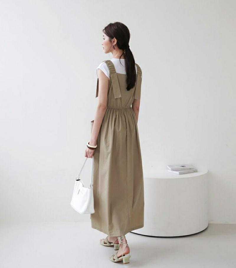 ポケットロングワンピース・全2色・t55645 レディース【ops】【ワンピース ロング ロングワンピース スリーブレス ノース