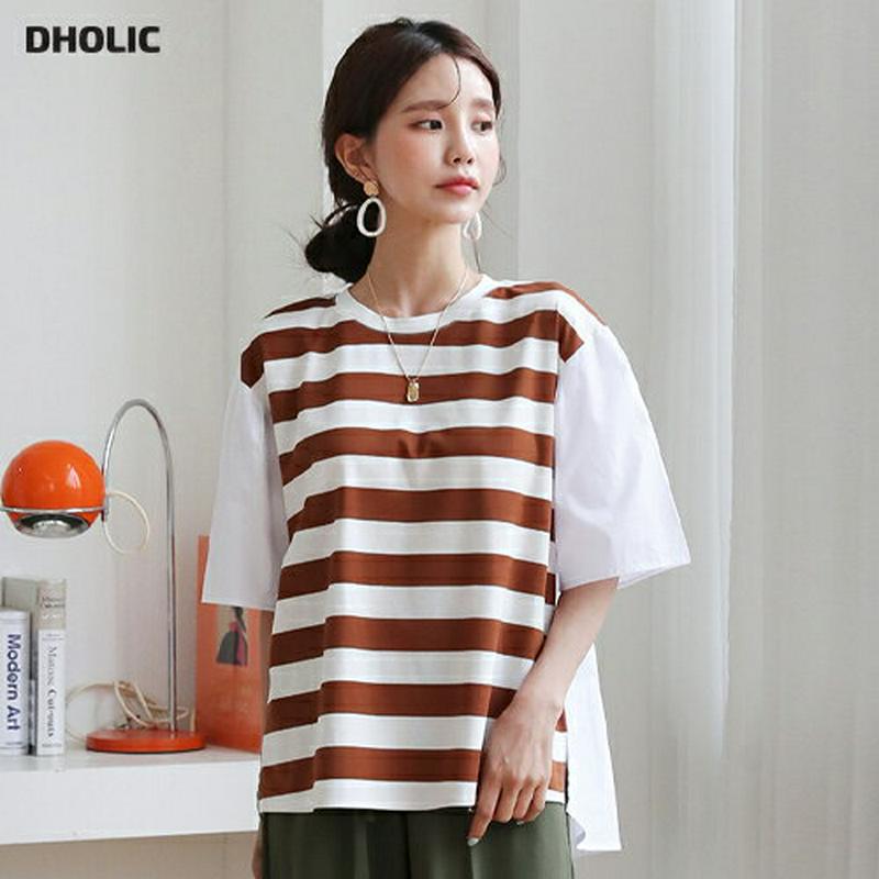 コントラストボーダーTシャツ・全2色・b55634 レディース【tops】【トップス Tシャツ 半袖 ハーフスリーブ コントラス