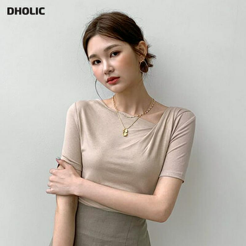 2WAYツイストネックTシャツ・全4色・b55632 レディース【tops】【トップス Tシャツ 半袖 ツイスト カジュアル 前