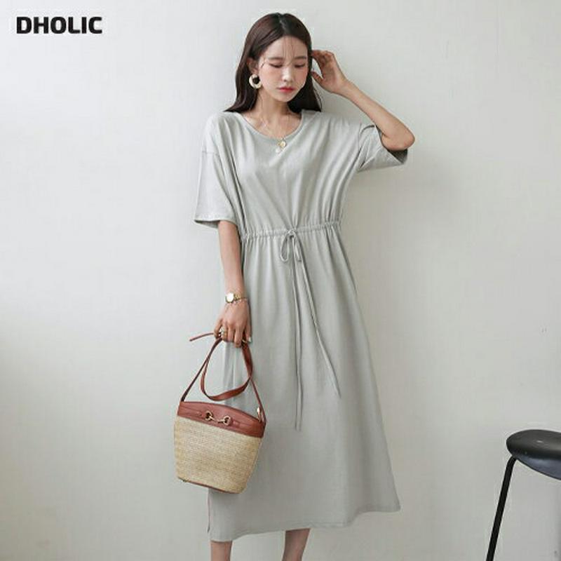 フロントドロストワンピース・全3色・b55641 レディース【ops】【ワンピース ロング ロングワンピース ドロスト 半袖 単