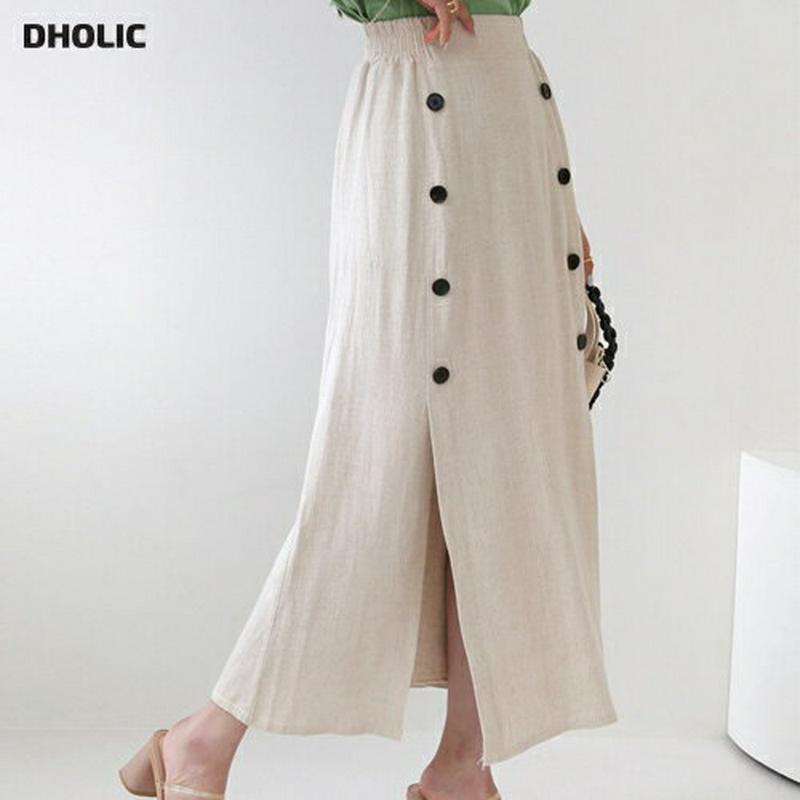 ボタンスリットスカート・全2色・b55704 レディース【sk】【スカート ロング ロングスカート スリット 単色 カジュアル 