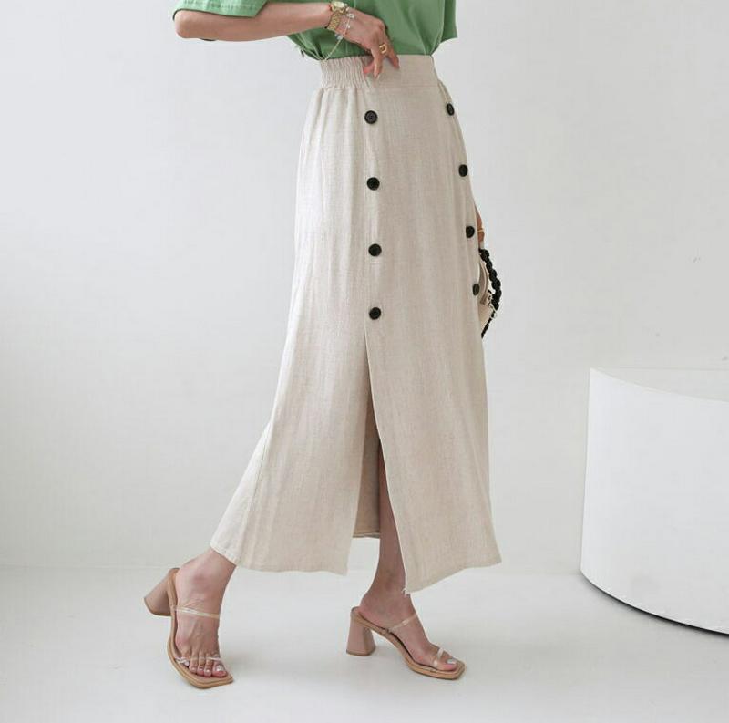 ボタンスリットスカート・全2色・b55704 レディース【sk】【スカート ロング ロングスカート スリット 単色 カジュアル 