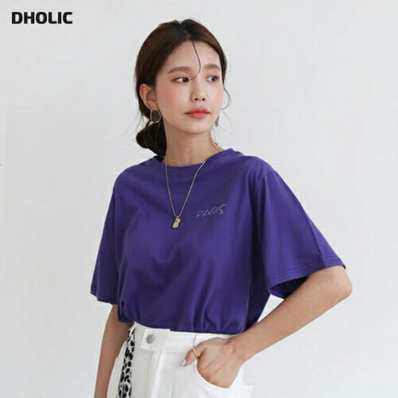 PARIS刺繍Tシャツ・全5色・b55635 レディース【tops】【トップス Tシャツ 半袖 ロゴ ロゴT 刺繍 パリ ラフ 
