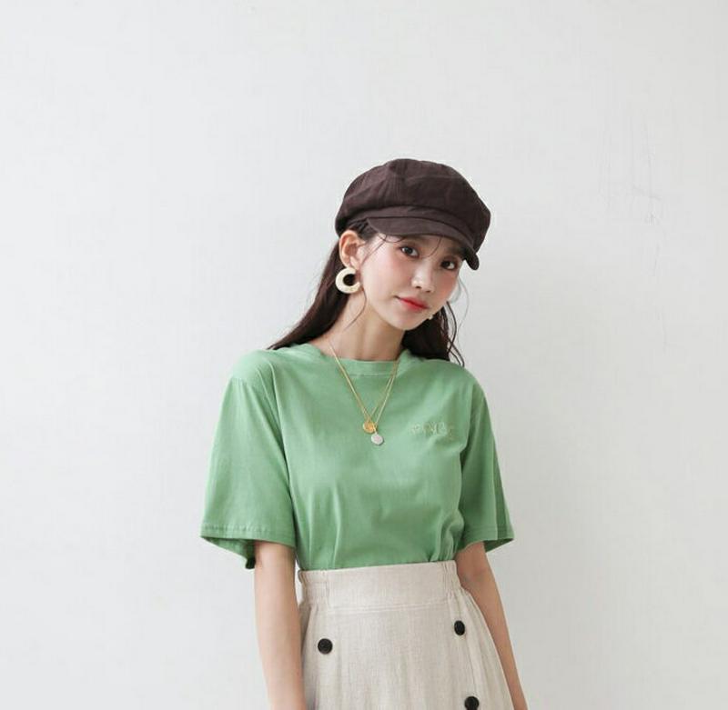 PARIS刺繍Tシャツ・全5色・b55635 レディース【tops】【トップス Tシャツ 半袖 ロゴ ロゴT 刺繍 パリ ラフ 