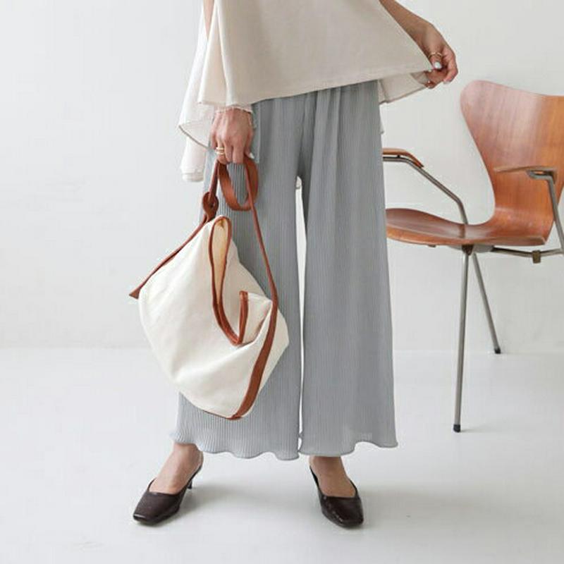ストラップ付プリーツパンツ・全2色・b55649 レディース【pt】【パンツ プリーツ プリーツパンツ ワイドパンツ ワイド ロ