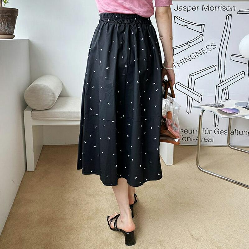 イージードットスカート・全2色・b62282 レディース【sk】【スカート ミディ丈 ミディスカート ドット 柄 ウエストゴム 