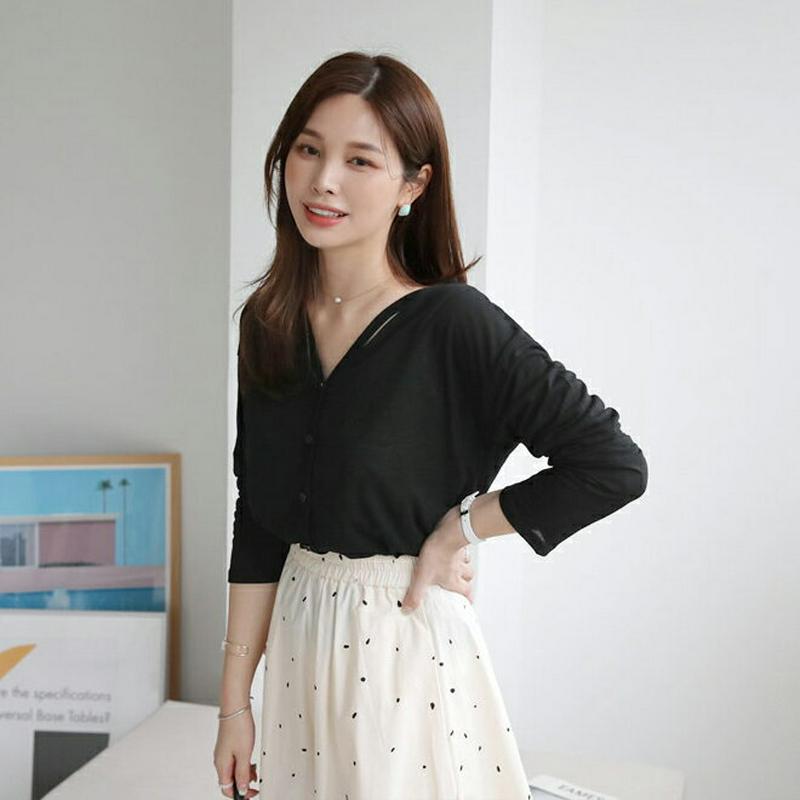 スリットネックボタンTシャツ・全3色・t62242 レディース【tops】【トップス Tシャツ 長袖 スリット スリットネック 