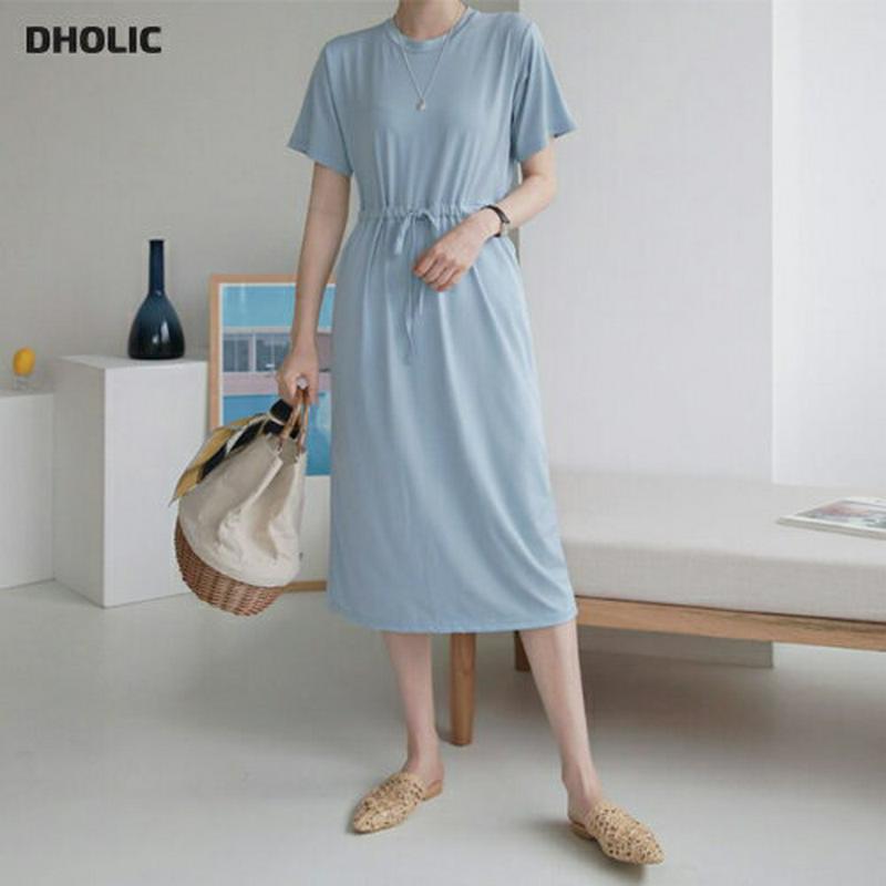 ドロストワンピース・全3色・b62271 レディース【ops】【ワンピース ミディ丈 ミディワンピース 半袖 ドロスト 単色 無