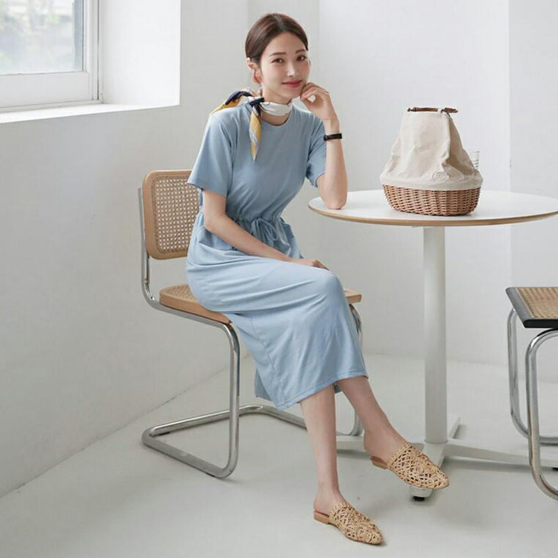 ドロストワンピース・全3色・b62271 レディース【ops】【ワンピース ミディ丈 ミディワンピース 半袖 ドロスト 単色 無