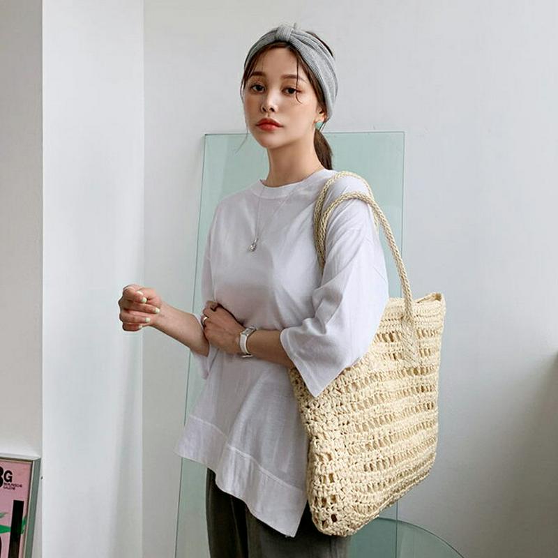 スリットルーズTシャツ・全3色・b62268 レディース【tops】【トップス Tシャツ 七分丈 七分袖 7分丈 7分袖 単色 