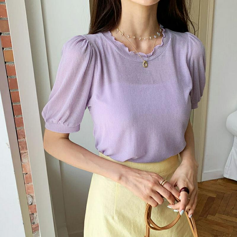 ウェーブネックTシャツ・全3色・t55568 レディース【tops】【トップス Tシャツ 半袖 ウェーブ 単色 シンプル ガーリ