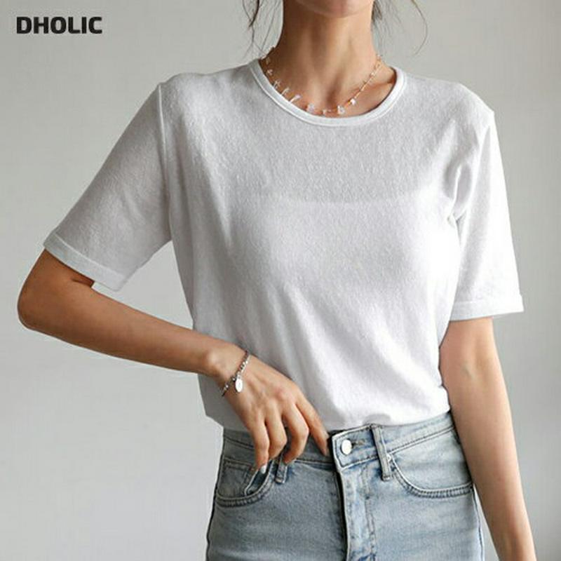 リネン混ラウンドTシャツ・全7色・b55565 レディース【tops】【トップス Tシャツ 半袖 ハーフスリーブ リネン 単色 