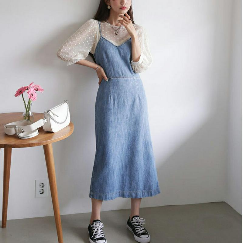 デニムスリーブレスワンピース・全1色・t55576 レディース【ops】【ワンピース デニム デニムワンピース スリーブレス ノ