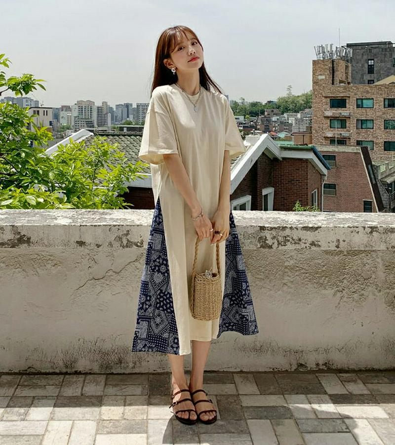 サイドペイズリーワンピース・全2色・t55609 レディース【ops】【ワンピース　ロング ロングワンピース ペイズリー バンダ