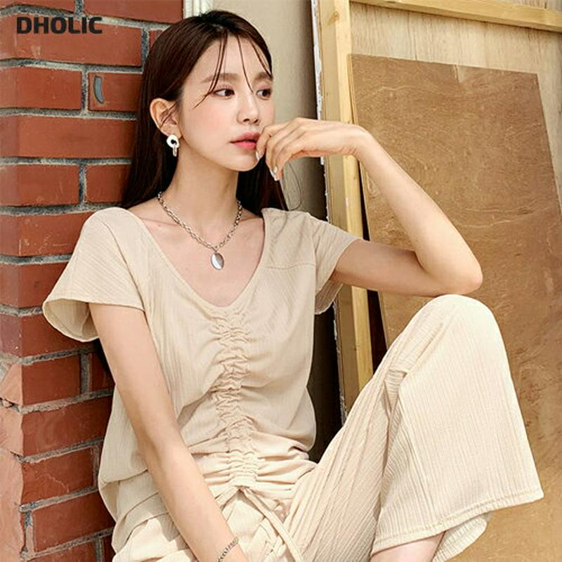 リブドロストTシャツ・全5色・b55581 レディース【tops】【トップス Tシャツ 半袖 ドロスト リブ リブトップス 単色