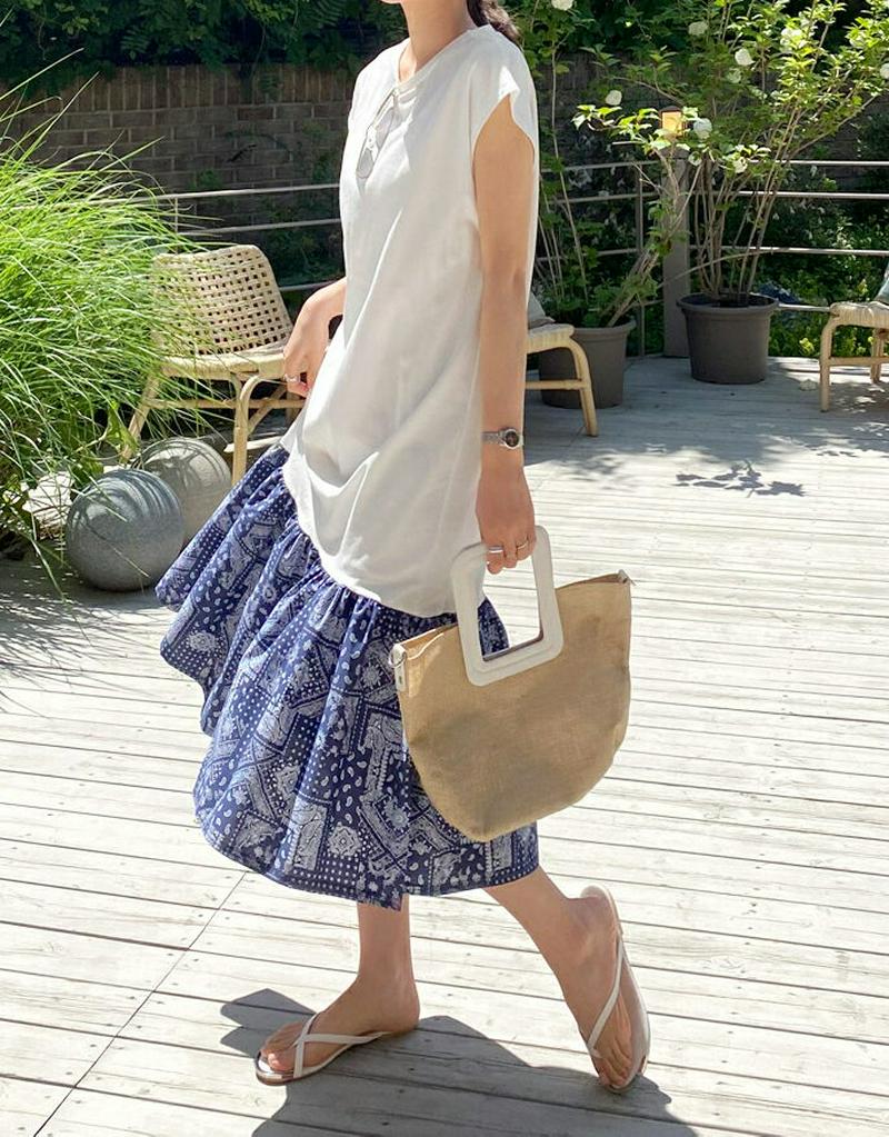 ストラップ付ペイズリーヘムワンピース・全2色・t62244 レディース【ops】【ワンピース ロング ロングワンピース スリーブ