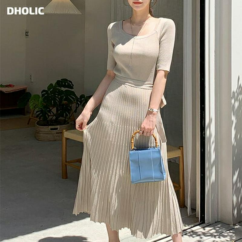 ストラップ付スリムニットワンピース・全2色・b62250 レディース【ops】【ワンピース ロング ロングワンピース ニット ニ