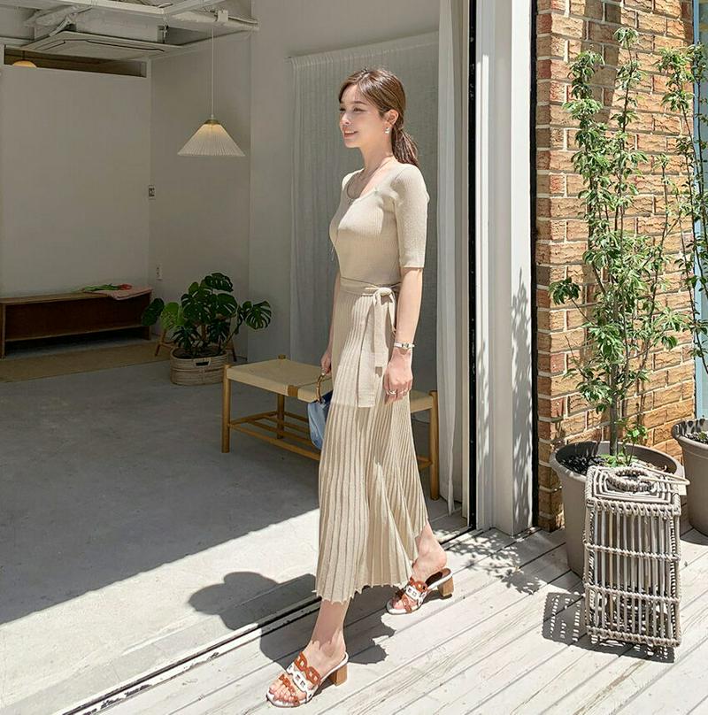 ストラップ付スリムニットワンピース・全2色・b62250 レディース【ops】【ワンピース ロング ロングワンピース ニット ニ