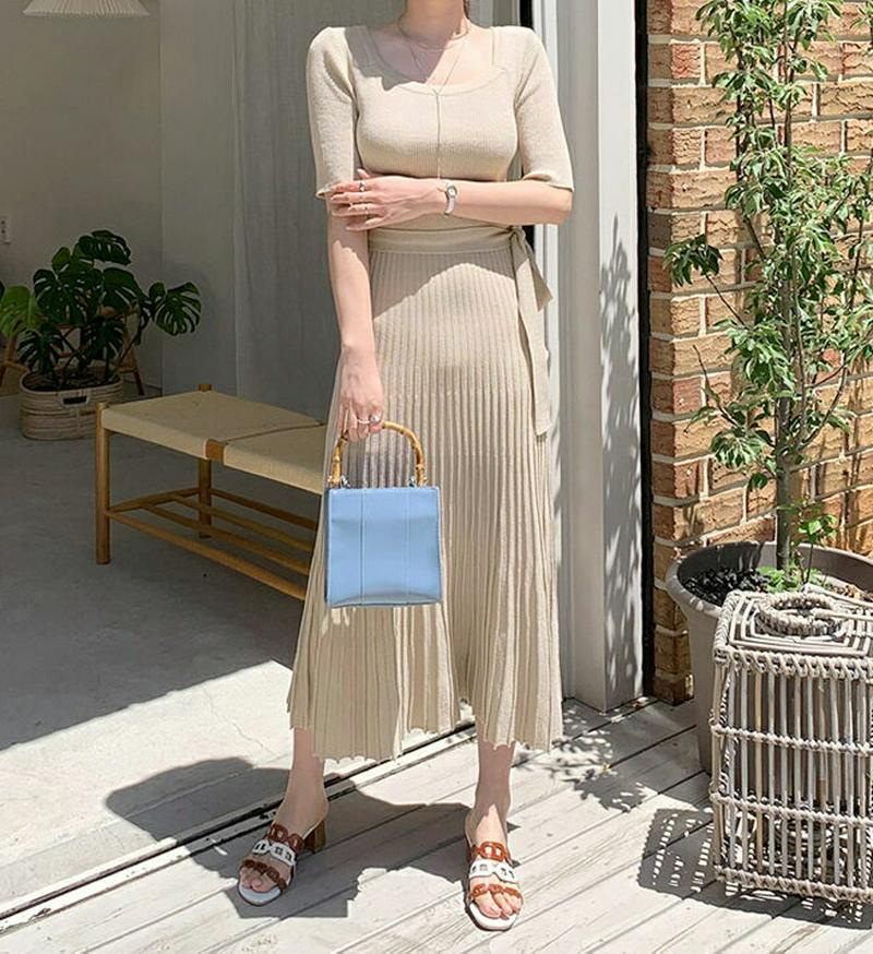 ストラップ付スリムニットワンピース・全2色・b62250 レディース【ops】【ワンピース ロング ロングワンピース ニット ニ