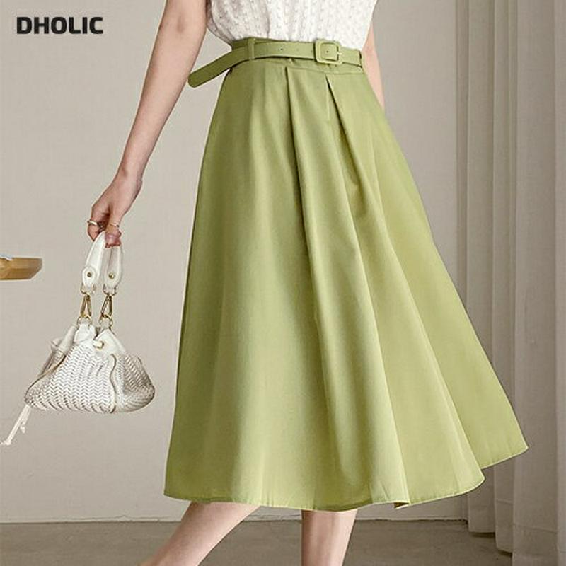 ベルト付フレアスカート・全4色・b62267 レディース【sk】【スカート ミディ丈 ミディスカート フレア フレアスカート 単