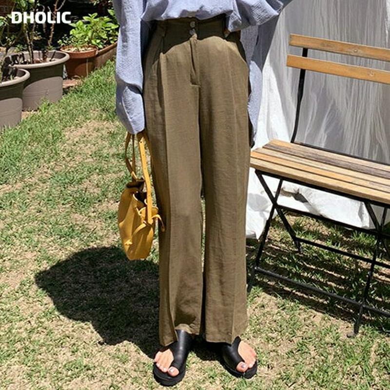 リネン混ツーボタンパンツ・全3色・b59360 レディース【pt】【パンツ ロングパンツ ズボン ボトムス リネン 単色 無地 