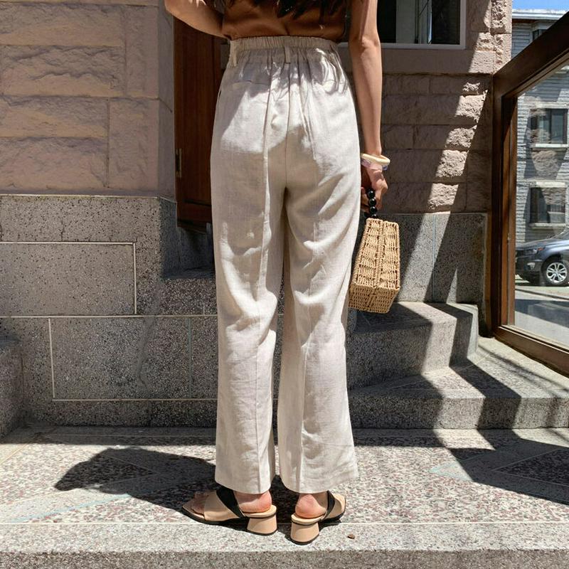 リネン混ツーボタンパンツ・全3色・b59360 レディース【pt】【パンツ ロングパンツ ズボン ボトムス リネン 単色 無地 