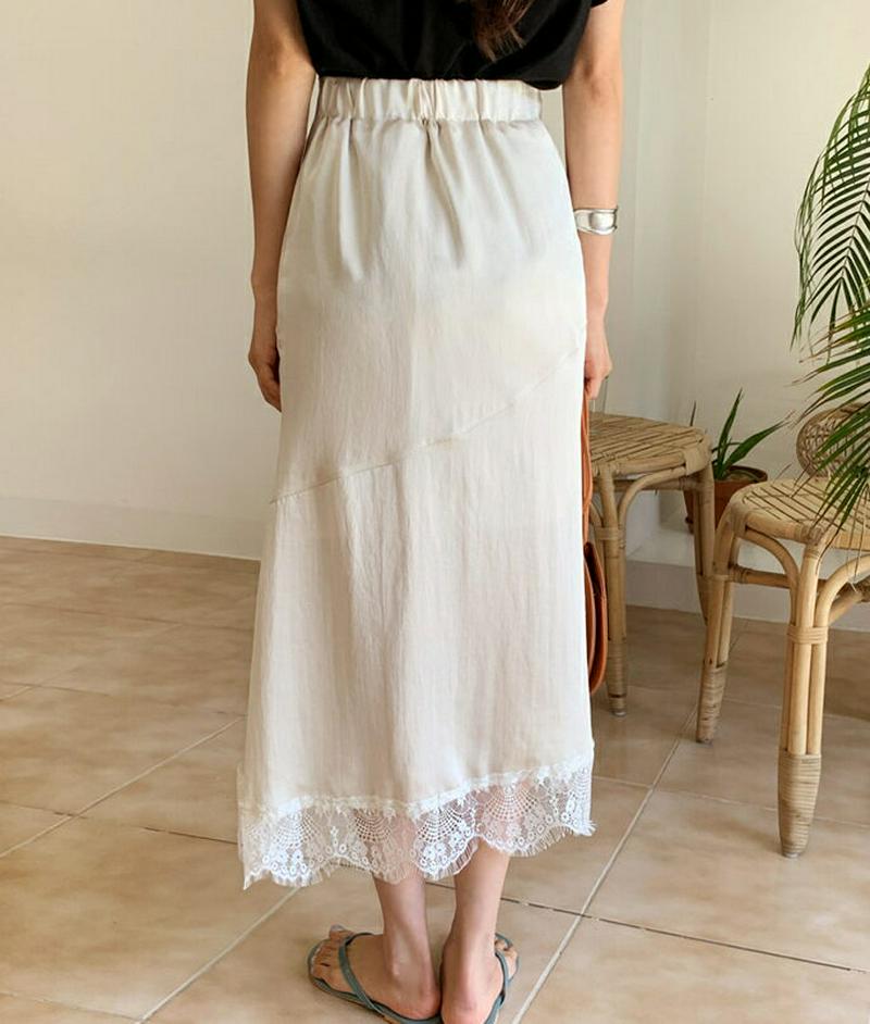 レースヘムスカート・全4色・t59463 レディース【sk】【スカート ロング ロングスカート レース レースヘム フェミニン 
