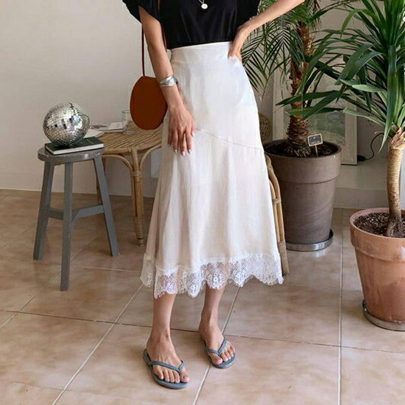 レースヘムスカート・全4色・t59463 レディース【sk】【スカート ロング ロングスカート レース レースヘム フェミニン 
