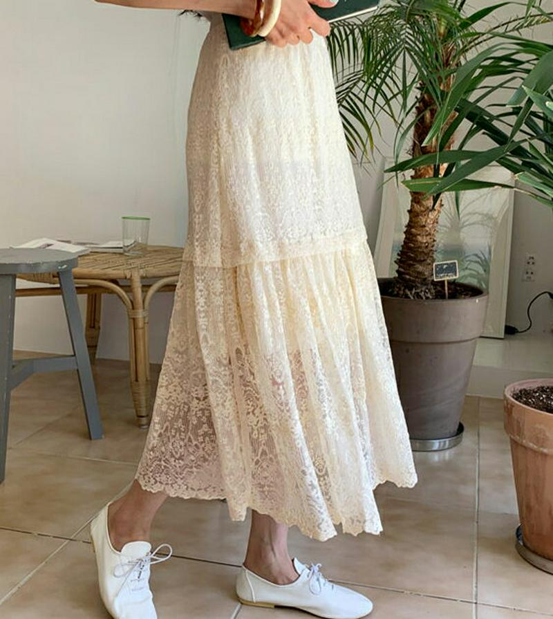 フレアレーススカート・全3色・b59364 レディース【sk】【スカート ロング ロングスカート レース 総レース フレア フレ