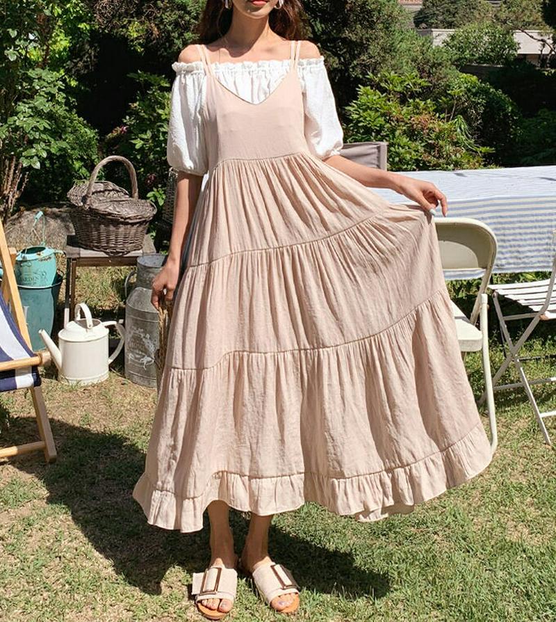 ティアードキャミワンピース・全3色・t59354 レディース【ops】【ワンピース ロング ロングワンピース キャミソールワンピ