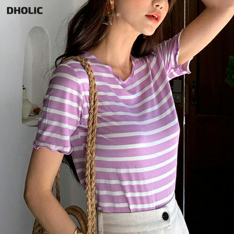ウェーブボーダーTシャツ・全5色・t59341 レディース【tops】【トップス Tシャツ 半袖 ボーダー 柄 ウェーブ カジュ