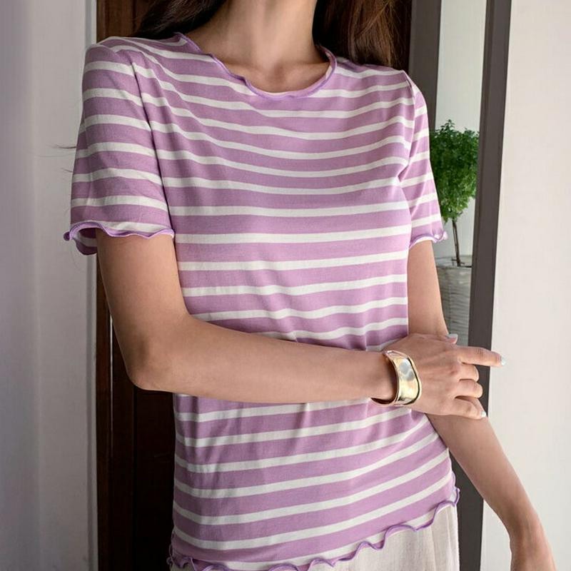 ウェーブボーダーTシャツ・全5色・t59341 レディース【tops】【トップス Tシャツ 半袖 ボーダー 柄 ウェーブ カジュ