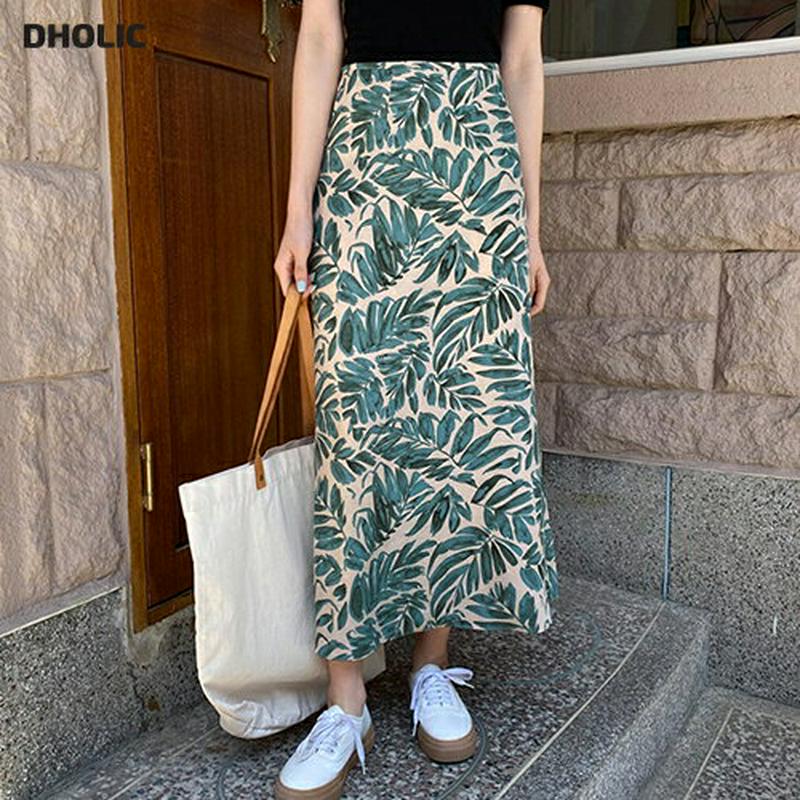 リーフパターンスカート・全2色・b59367 レディース【sk】【スカート ロング ロングスカート 総柄 リーフ カジュアル 大