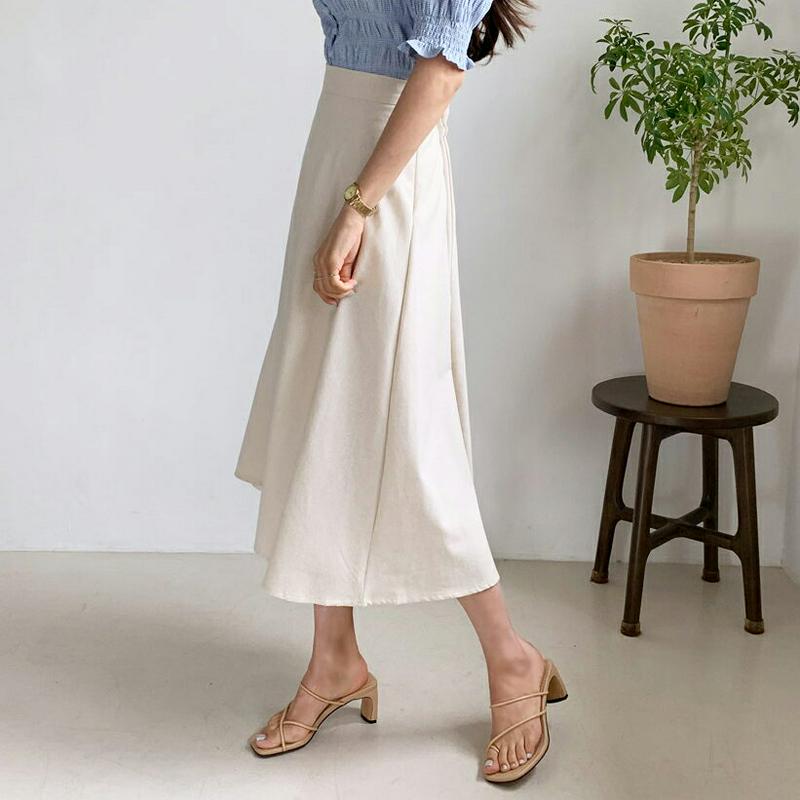 リネン混フレアスカート・全3色・b56079 レディース【sk】【スカート ロング ロングスカート リネン フレア フレアスカー