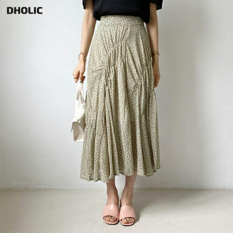 ギャザー小花柄スカート・全2色・b56086 レディース【sk】【スカート ロング ロングスカート 小花柄 花柄 フラワー ギャ