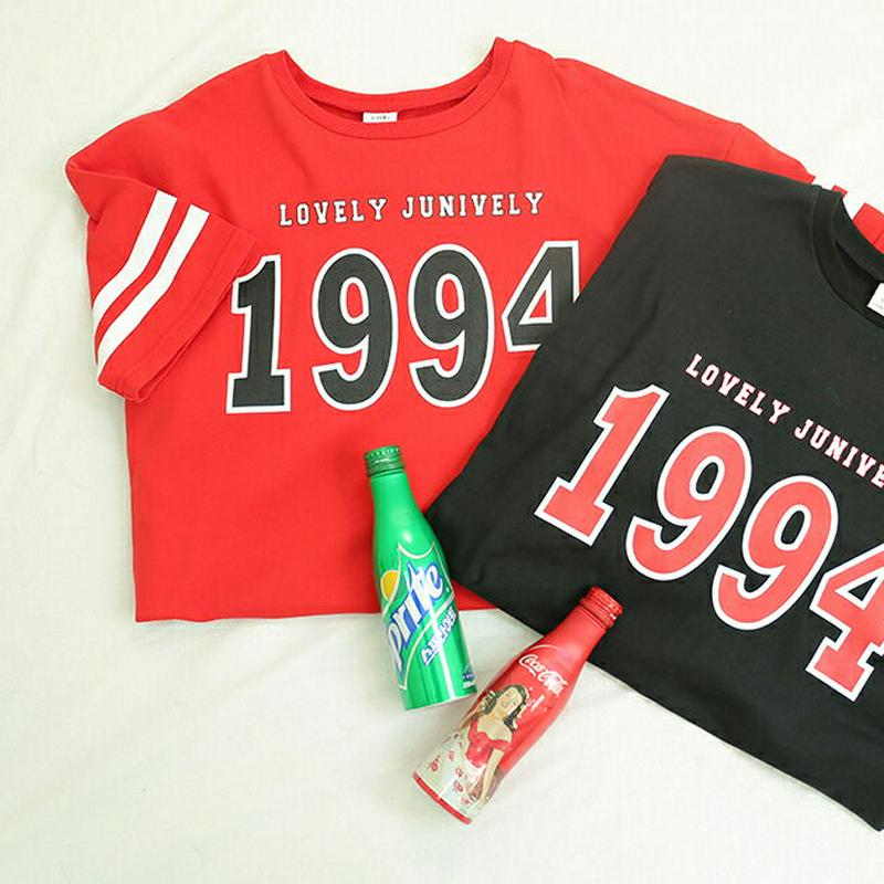 1994ロゴ半袖Tシャツ(レッド) p001610 キッズ 【9~17才】【tops】【韓国 ファッション トップス Tシャツ 