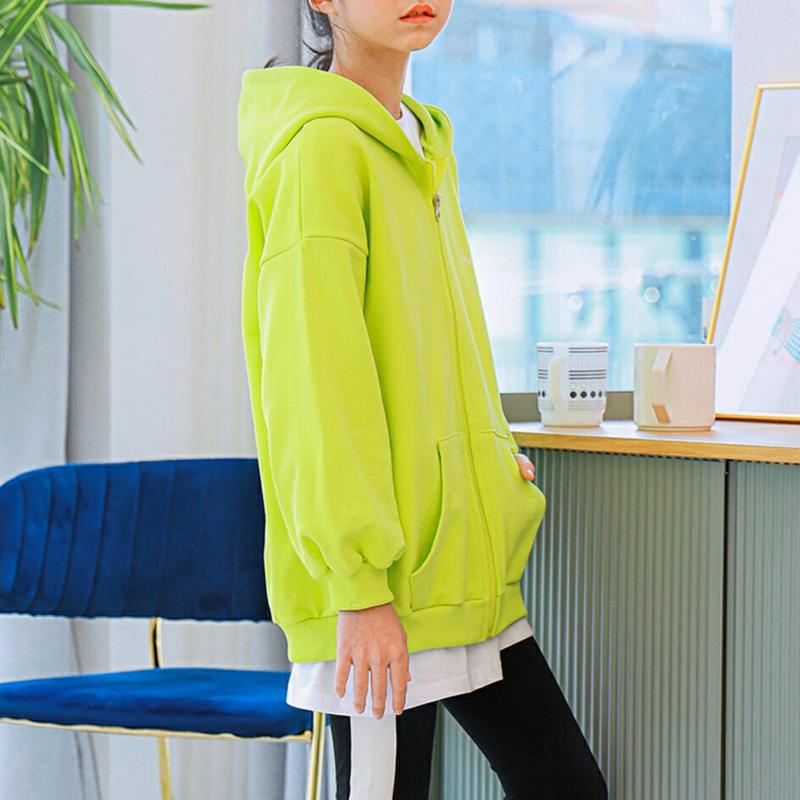 英字フルジップパーカー(ライム) p000976 キッズ 【9~17才】【tops】【韓国 ファッション トップス パーカー フ