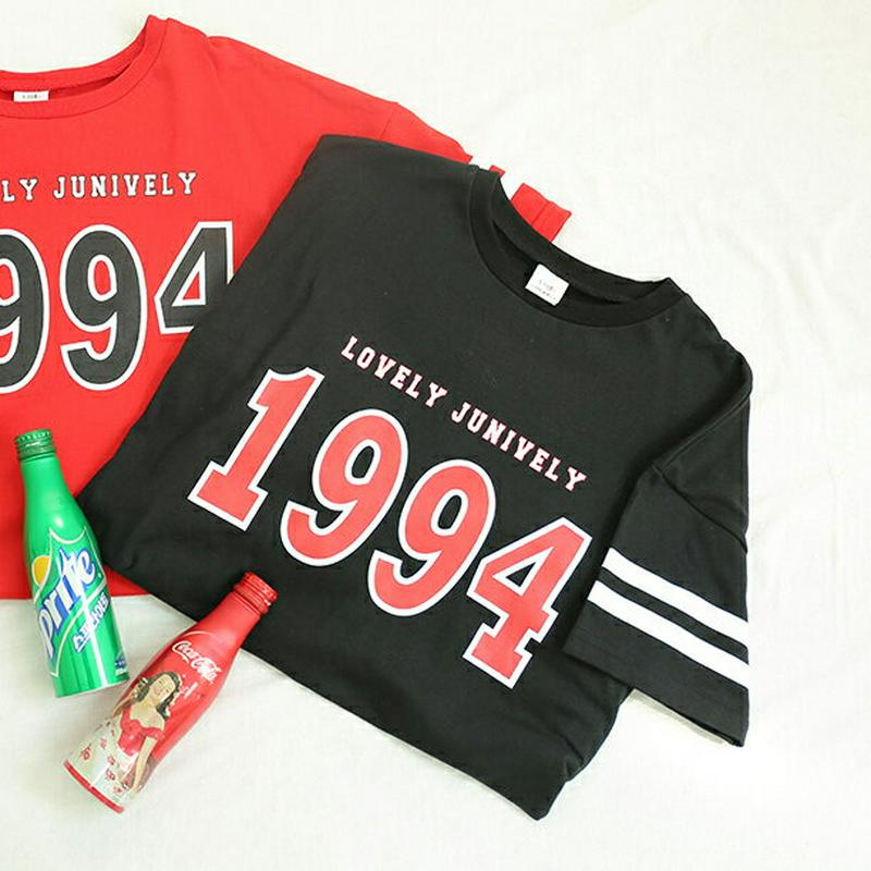 1994ロゴ半袖Tシャツ(ブラック) p001608 キッズ 【9~17才】【tops】【韓国 ファッション トップス Tシャツ