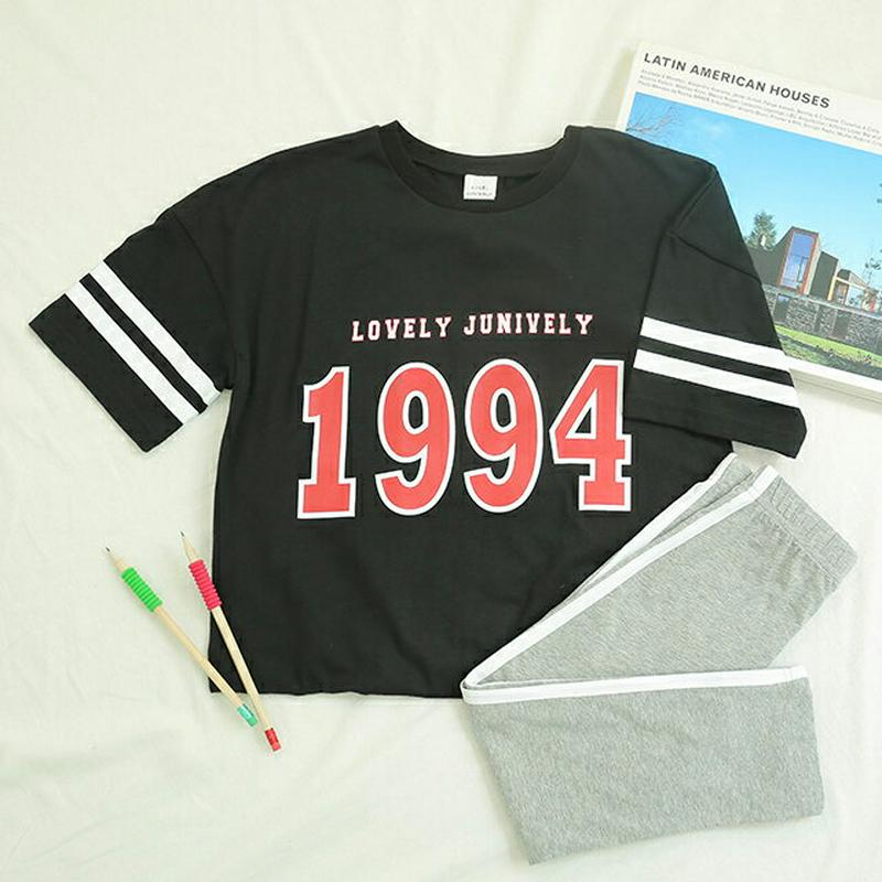 1994ロゴ半袖Tシャツ(ブラック) p001608 キッズ 【9~17才】【tops】【韓国 ファッション トップス Tシャツ