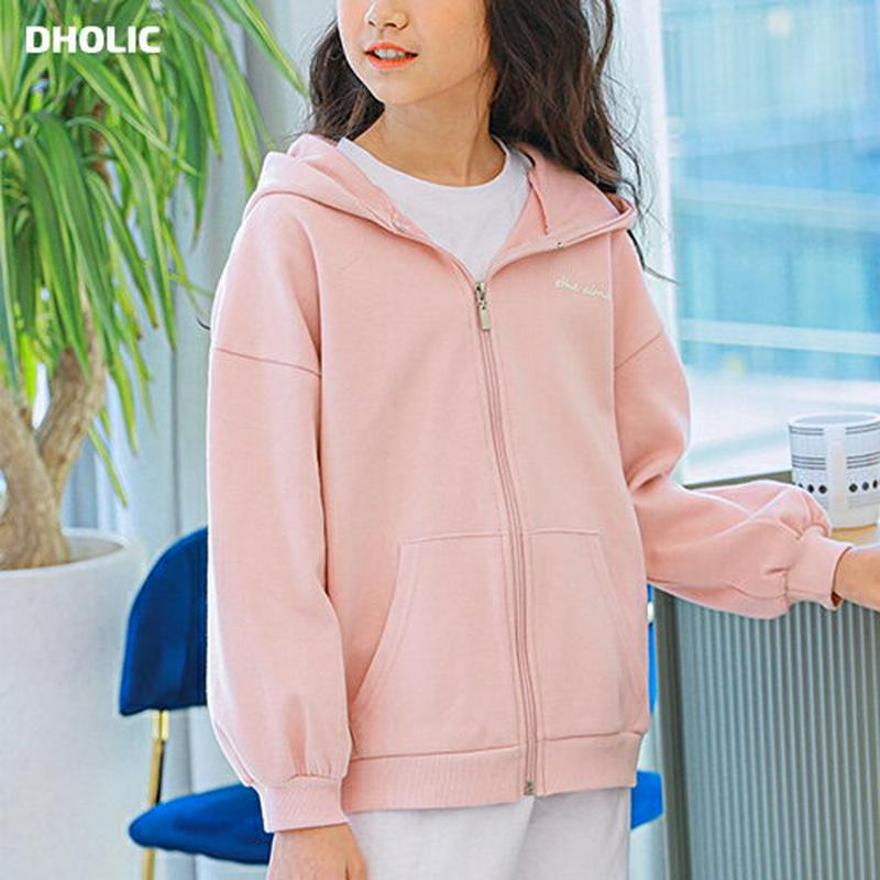 英字フルジップパーカー(ライトピンク) p000972 キッズ 【9~17才】【tops】【韓国 ファッション トップス パーカ