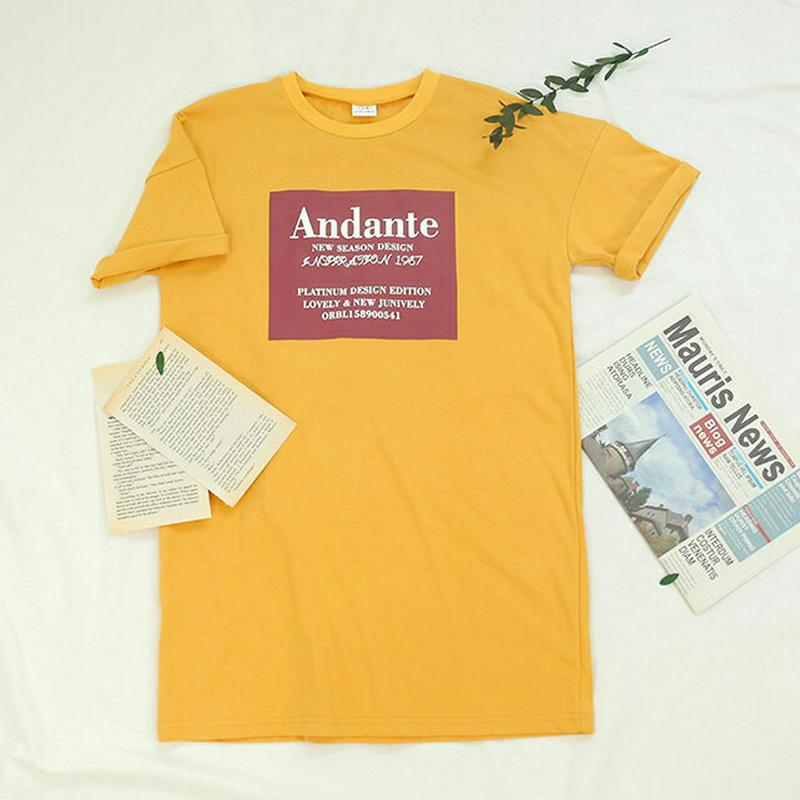 英字スクエアプリントTシャツ(マスタード)・p001606 キッズ【9~17才】【tops】【トップス Tシャツ 半袖 ハーフス