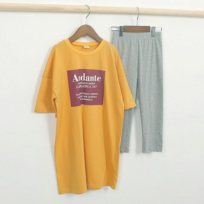 英字スクエアプリントTシャツ(マスタード)・p001606 キッズ【9~17才】【tops】【トップス Tシャツ 半袖 ハーフス
