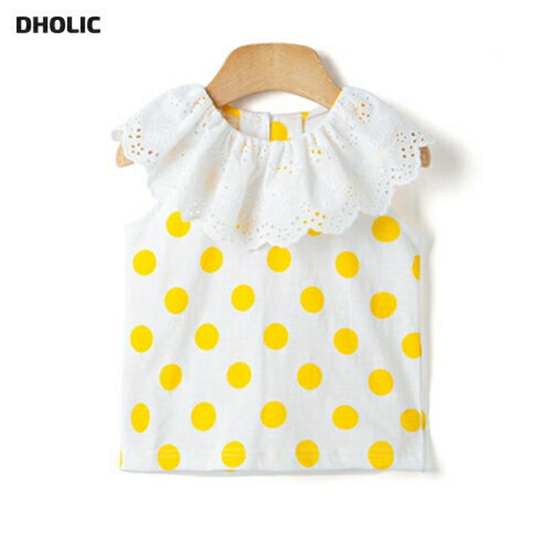 レースラッフルカラードットスリーブレス p002155 キッズ 【3~8才】【tops】【韓国 ファッション トップス ノースリーブ カットソー フリルネック パンチングレース ドット 柄 パターン コットン100 女の子 子供 乳幼児 春 夏】【KIDS】